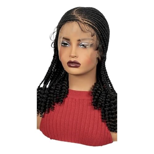 14 Zoll kurze geflochtene Perücken, synthetische Vollspitze, kontlose geflochtene Perücken for schwarze Frauen Fügt Haarvolumen hinzu(Black) von YUHANXINHESHE