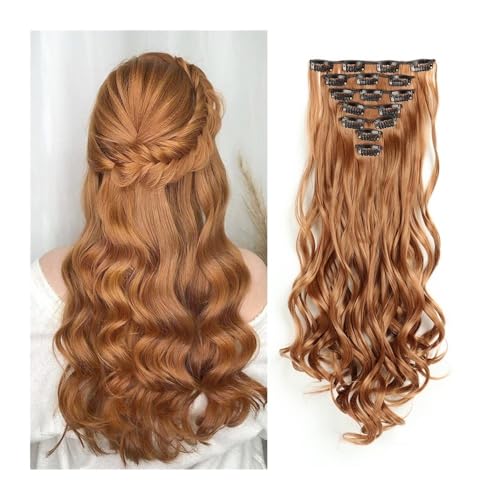 16 Clips, orange-golden, for Anklipsen, lang, gewellt, Kunsthaar-Verlängerung, 50,8 cm, kupferrot, 7-teilig, dicke Haarteile, Faser, doppelter Schuss, Haar for Frauen Easy Installation and Removal 16 Clips, orange-golden, for Anklipsen, lang, gewellt, Kunsthaar-Verlängerung, 50,8 cm, kupferrot, 7-teilig, dicke Haarteile, Faser, doppelter Schuss, Haar for Frauen Easy Installation and Removal von YUHANXINHESHE