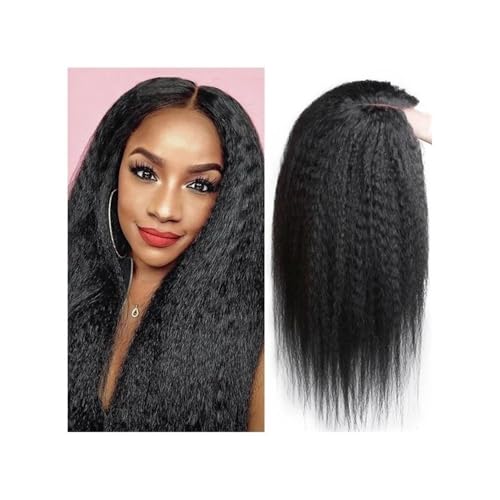 16 Zoll Echthaar-Topper mit verworrener Seidenbasis for Frauen, Clip-in-Haar-Topper aus glattem Yaki-Haar, Haarteil, 130 Dichte, natürliches Schwarz Fügt Haarvolumen hinzu(15x17cm) von YUHANXINHESHE