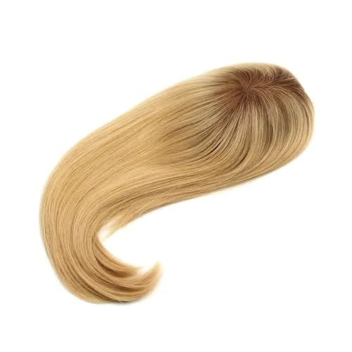 16 Zoll Mono Top Base Damen Echthaar Topper mit Clips Damen Perücken 150 Dichte Fügt Haarvolumen hinzu(Ombre Honey blonde,3x5inch) von YUHANXINHESHE