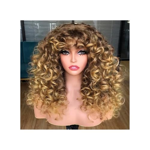 17 inch Long Curly Wigs with Bangs for Women Synthetic Hair Wig Vintage Hairstyle for Daily Use Party Cosplay Fügt Haarvolumen hinzu(33-27) von YUHANXINHESHE