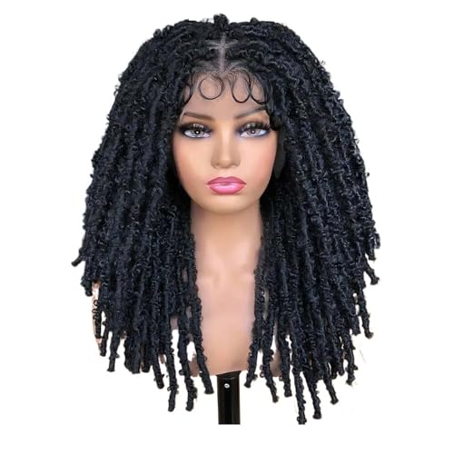 20 inch Full Lace Braided Wigs for Women Crochet Hair Dreadlocks Faux Locs Wig Braids Extensions Synthetic Hair Fügt Haarvolumen hinzu(1B) von YUHANXINHESHE