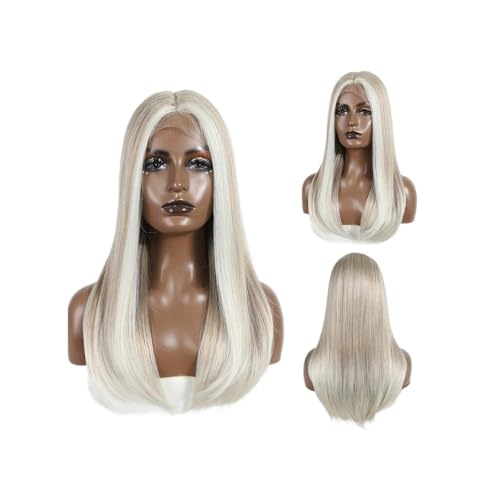 22" Wear and Go klebefreie Perücken, synthetische Lace-Front-Perücke, glattes Haar for Frauen Fügt Haarvolumen hinzu(Platinum Blonde) von YUHANXINHESHE