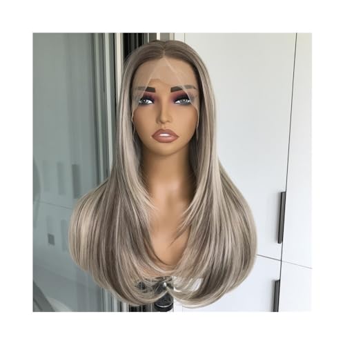 22 Zoll synthetische Lace-Front-Perücke for Frauen, glatt, vorgezupft Fügt Haarvolumen hinzu(Highlight Blonde) von YUHANXINHESHE