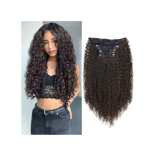 26 Zoll synthetische lockige Clip-In-Haarverlängerungen, verworrene lockige Haarteile, Clip-On-Vollkopf-Gefälschte Haarteile for Frauen Easy Installation and Removal(Chocolate brown) von YUHANXINHESHE
