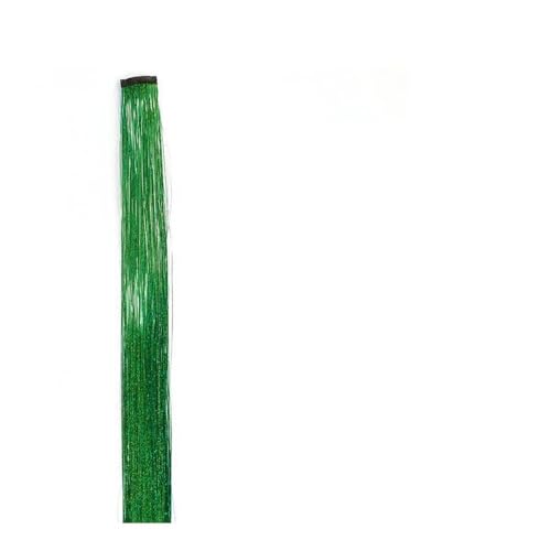 2PCS lange gerade Regenbogen Clip in Haarverlängerungen glänzende synthetische Haarteile Perücken Halloween Cosplay Party Mädchen Haar Easy Installation and Removal(Green) von YUHANXINHESHE