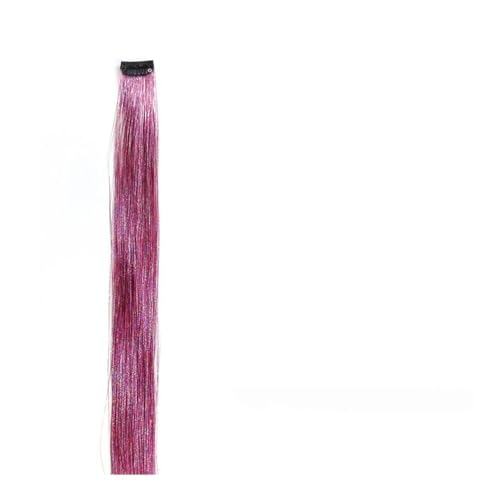 2PCS lange gerade Regenbogen Clip in Haarverlängerungen glänzende synthetische Haarteile Perücken Halloween Cosplay Party Mädchen Haar Easy Installation and Removal(Pink) von YUHANXINHESHE