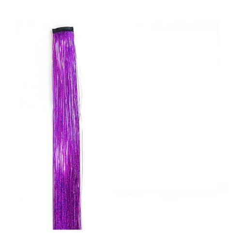 2PCS lange gerade Regenbogen Clip in Haarverlängerungen glänzende synthetische Haarteile Perücken Halloween Cosplay Party Mädchen Haar Easy Installation and Removal(Purple) von YUHANXINHESHE