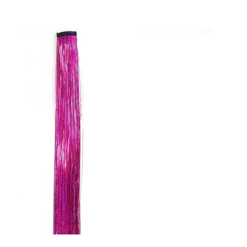 2PCS lange gerade Regenbogen Clip in Haarverlängerungen glänzende synthetische Haarteile Perücken Halloween Cosplay Party Mädchen Haar Easy Installation and Removal(Rose red) von YUHANXINHESHE