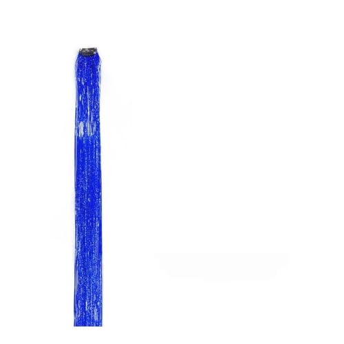 2PCS lange gerade Regenbogen Clip in Haarverlängerungen glänzende synthetische Haarteile Perücken Halloween Cosplay Party Mädchen Haar Easy Installation and Removal(Sapphire blue) von YUHANXINHESHE