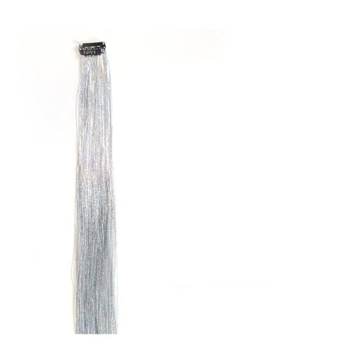 2PCS lange gerade Regenbogen Clip in Haarverlängerungen glänzende synthetische Haarteile Perücken Halloween Cosplay Party Mädchen Haar Easy Installation and Removal(Silver) von YUHANXINHESHE