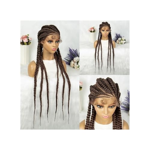 36 Zoll Geflochtene Perücke For Frauen, Box Braid Perücken Mit Babyhaar, Natürlicher Haaransatz, Synthetische Lace Front Twist Braids Perücke Fügt Haarvolumen hinzu(Dark brown) von YUHANXINHESHE