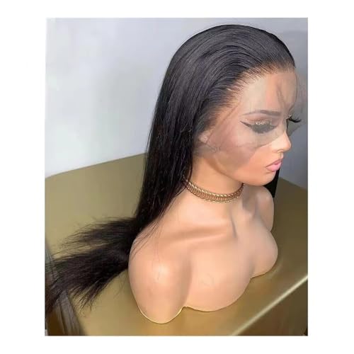 360 Lace Front Perücken Echthaar vorgezupft, 180 Dichte glatt HD transparent, glatte Frontalperücken ohne Kleber for Frauen Fügt Haarvolumen hinzu(16inch) von YUHANXINHESHE