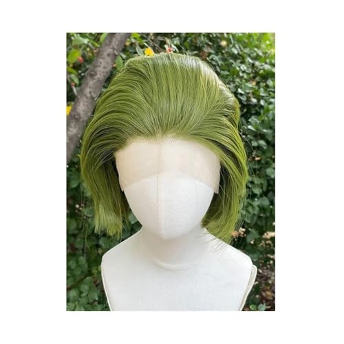 4 8 13 Zoll Grüne Bob-Cosplay For Männer, X Synthetische Lace-Front-Perücken Frauen, Kurz Geschnittene Piexie-Perückens Fügt Haarvolumen hinzu von YUHANXINHESHE