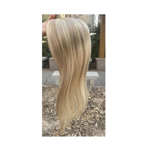 5 x 5 Zoll Mono-Topper, handgebundenes PU-Toupet for Damen mit Schweizer Spitze und Clip, 16 Zoll, Farbe 18/613 Fügt Haarvolumen hinzu von YUHANXINHESHE