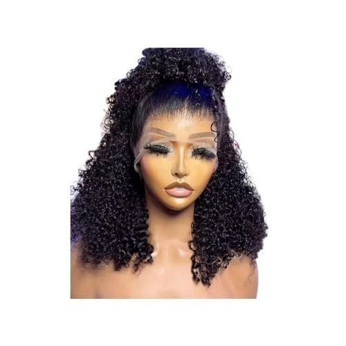 5x5 Deep Wave Bob Perücke Echthaar HD Lace Front vorgezupft 200 Dichte klebefrei natürliche Farbe for Frauen Fügt Haarvolumen hinzu(8inch) von YUHANXINHESHE