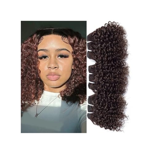 6 Zoll kurze Remy-Echthaarverlängerungen, federnde, lockige Haarbündel for Frauen und Männer Easy Installation and Removal(Brown curly,6inch 3PCS) von YUHANXINHESHE