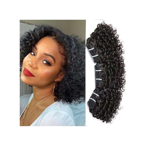 6 Zoll kurze Remy-Echthaarverlängerungen, federnde, lockige Haarbündel for Frauen und Männer Easy Installation and Removal(Natural curly,6inch 12PCS) von YUHANXINHESHE