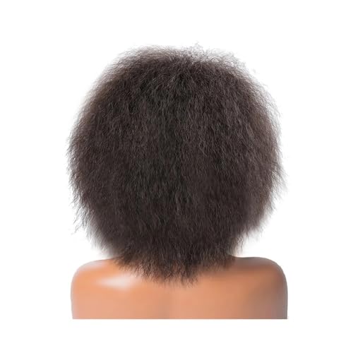 6 Zoll kurze synthetische Perücken verworrene gerade hitzebeständige for Frauen afrikanische Afro volle Perücke Fügt Haarvolumen hinzu(Dark brown) von YUHANXINHESHE