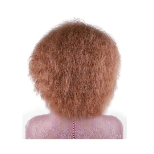 6 Zoll kurze synthetische Perücken verworrene gerade hitzebeständige for Frauen afrikanische Afro volle Perücke Fügt Haarvolumen hinzu(Light Brown) von YUHANXINHESHE