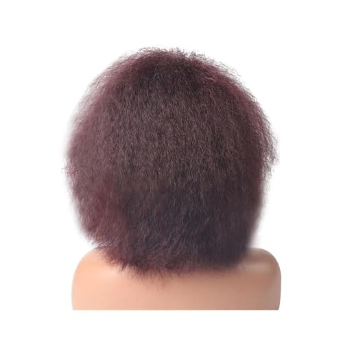 6 Zoll kurze synthetische Perücken verworrene gerade hitzebeständige for Frauen afrikanische Afro volle Perücke Fügt Haarvolumen hinzu(Wine red) von YUHANXINHESHE