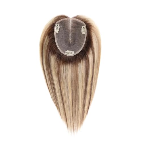 6x5 Zoll Lage Swiss Base Echthaar-Topper 12 Zoll Echthaar-Topper for Frauen mit dünner werdenden Haarspangen in Remy-Haarteil Fügt Haarvolumen hinzu(Ash Blonde) von YUHANXINHESHE