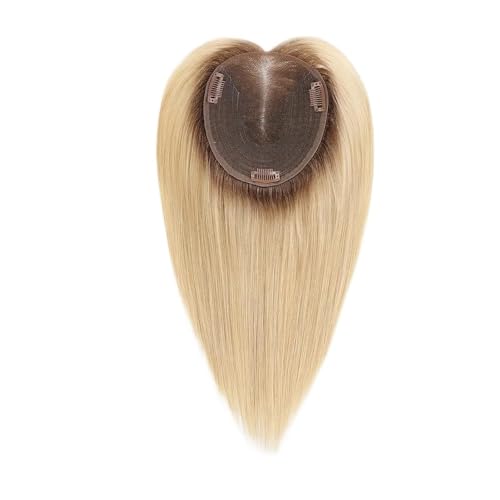6x5 Zoll Lage Swiss Base Echthaar-Topper 12 Zoll Echthaar-Topper for Frauen mit dünner werdenden Haarspangen in Remy-Haarteil Fügt Haarvolumen hinzu(Ombre Blonde) von YUHANXINHESHE