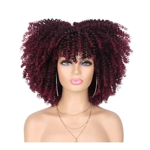 70er-80er-Afro-Perücke for schwarze Frauen, synthetische kurze, verworrene, lockige Perücke mit Pony for den täglichen Party-Look Fügt Haarvolumen hinzu(1BTBUG) von YUHANXINHESHE