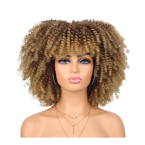70er-80er-Afro-Perücke for schwarze Frauen, synthetische kurze, verworrene, lockige Perücke mit Pony for den täglichen Party-Look Fügt Haarvolumen hinzu(33T27) von YUHANXINHESHE