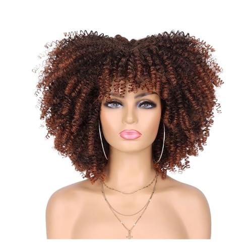 70er-80er-Afro-Perücke for schwarze Frauen, synthetische kurze, verworrene, lockige Perücke mit Pony for den täglichen Party-Look Fügt Haarvolumen hinzu(350) von YUHANXINHESHE