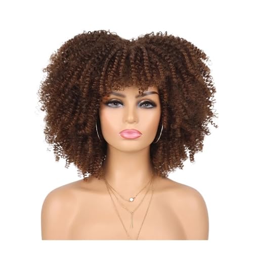 70er-80er-Afro-Perücke for schwarze Frauen, synthetische kurze, verworrene, lockige Perücke mit Pony for den täglichen Party-Look Fügt Haarvolumen hinzu(4PT30) von YUHANXINHESHE