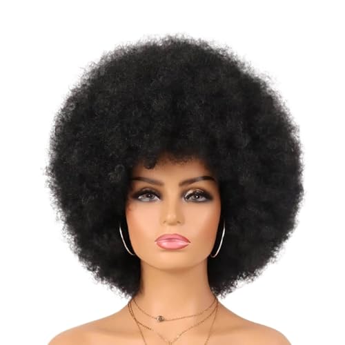 70er-Jahre-Afro-Perücke for schwarze Frauen, lockiger Afro-Puff, hitzebeständige synthetische Perücken for den täglichen Gebrauch und Partykostüme Fügt Haarvolumen hinzu von YUHANXINHESHE
