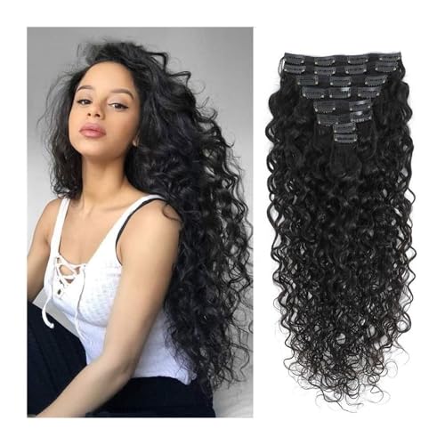 8-26 Zoll verworrene lockige Clip-In-Haarverlängerung, doppelte Schuss-Vollhaarverlängerung aus brasilianischem Remy-Echthaar for Frauen, 8 Stück, 120 g/Set Easy Installation and Removal(16inches 1PC) von YUHANXINHESHE