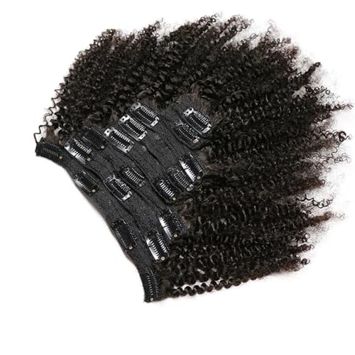 8 Stück Afro Kinky Curly Clip-in-Haarverlängerungen, Echthaar, Schwarz, Natürlich, 8-24 Zoll, Echtes Remy-Haar, Kinky Curly Haarteile for Frauen Easy Installation and Removal(16inches) von YUHANXINHESHE