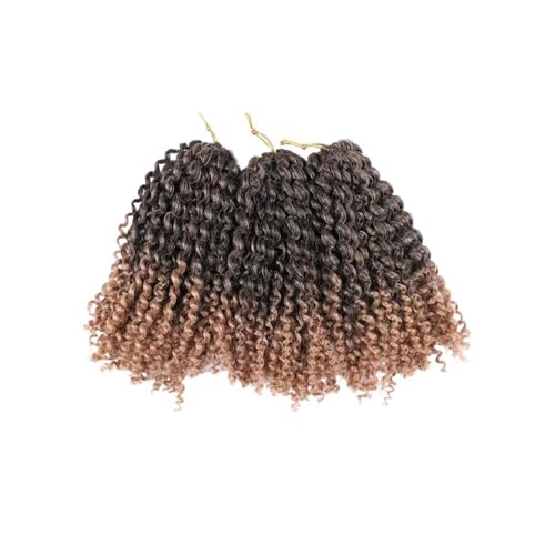 8 Zoll kurze Perücken, 3 Bündel, verworrenes, lockiges Häkelhaar for schwarze Frauen, lockige Flechtperücke Easy Installation and Removal(Brown blonde) von YUHANXINHESHE