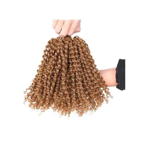 8 Zoll kurze Perücken, 3 Bündel, verworrenes, lockiges Häkelhaar for schwarze Frauen, lockige Flechtperücke Easy Installation and Removal(Light brown) von YUHANXINHESHE