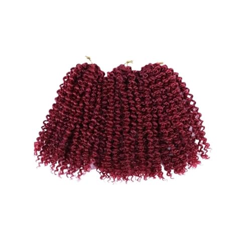 8 Zoll kurze Perücken, 3 Bündel, verworrenes, lockiges Häkelhaar for schwarze Frauen, lockige Flechtperücke Easy Installation and Removal(Red) von YUHANXINHESHE