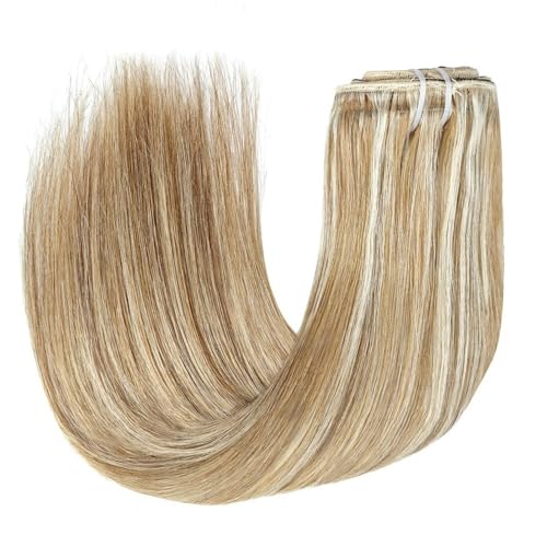 8Pcs Clip In Haar Extensions Echthaar Farbe Braun Highlight Blonde for Frauen Täglichen Gebrauch Echt Easy Installation and Removal(26 inches) von YUHANXINHESHE
