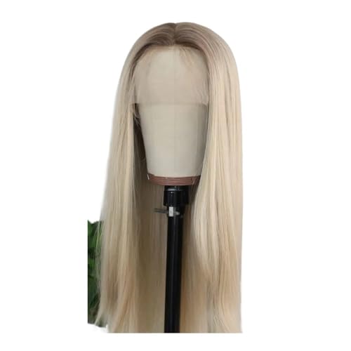 Aschblonde Synthetische Lace-Front-Perücke, Vorgezupft, Sofort Tragbar, 13 X 4 HD, Klebefrei, Glatte Lace-Front-Perücke For Frauen, Natürliches Aussehen Fügt Haarvolumen hinzu(24inch) von YUHANXINHESHE