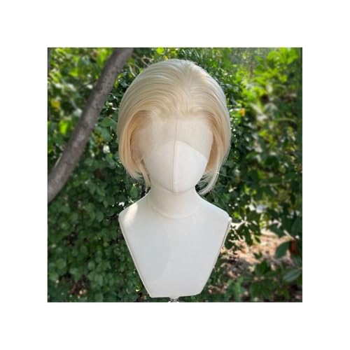 Blonde 13x4 Lace Front Perücken for Männer 8 Zoll Kurzer Bob Schnitt Kunsthaar for Frauen Natürlicher Haaransatz 150 Dichte Fügt Haarvolumen hinzu von YUHANXINHESHE