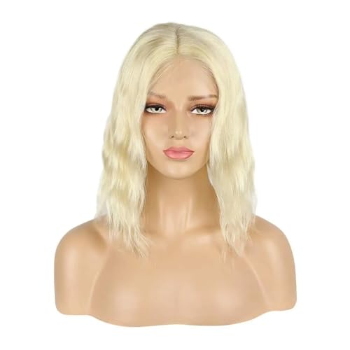 Blonde Bob-Perücke aus Echthaar, 5 x 5 HD-Spitzenfrontperücken, Echthaar, 150 Dichte, vorgezupft, vorgeschnitten, klebefreie Perücken for Frauen Fügt Haarvolumen hinzu(14inch) von YUHANXINHESHE