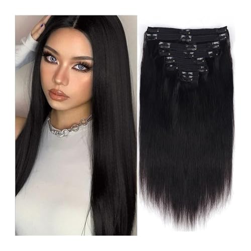 Clip-In-Extensions aus Echthaar, dicke, glatte Clip-In-Extensions aus schwarzem Remy-Echthaar for entspanntes Haar, 7 Stück pro Set for Frauen, 120 g Easy Installation and Removal(10inches) von YUHANXINHESHE