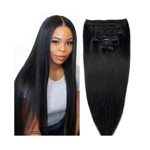 Clip-In-Haarverlängerungen, Echthaar, brasilianisches glattes natürliches schwarzes Remy-Haar for Frauen Easy Installation and Removal(10inches) von YUHANXINHESHE