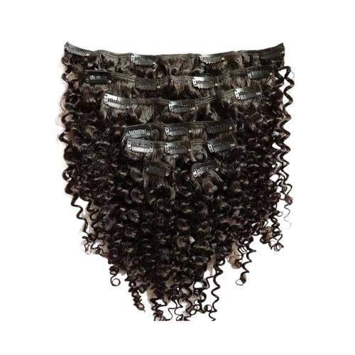 Clip-In-Haarverlängerungen aus Echthaar, 7-teilig, lockiges unbehandeltes Echthaar for Frauen Easy Installation and Removal(24inch) von YUHANXINHESHE
