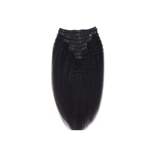 Clip-in-Extensions aus brasilianischem Remy-Haar, natürliche schwarze Afro-Kinky-Straight-Clip-in-Echthaarverlängerungen for Frauen Easy Installation and Removal(22inches) von YUHANXINHESHE