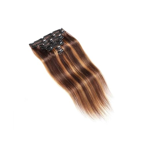 Clip-in-Extensions for glattes Haar for Frauen, brasilianisches Echthaar, unbehandeltes Echthaar, mit 18 Clips, Double Lace Weft, 100 g Easy Installation and Removal(10inch) von YUHANXINHESHE