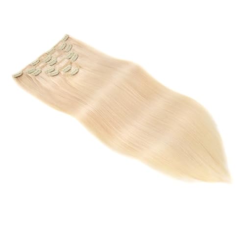 Clip-in-Haarverlängerungen for Frauen, 120 g, 7 Stück, glatte Remy-Echthaarverlängerungen Easy Installation and Removal(Blonde,18inch) von YUHANXINHESHE