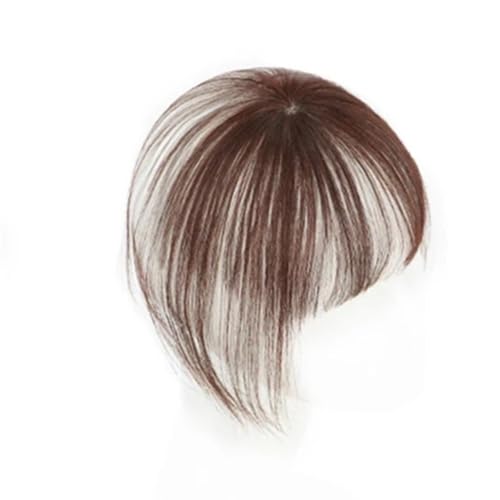 Clip-in-Pony, einteiliger Pony mit Schläfe, Remy-Menschenhaar, 3D-Topper-Pony for Frauen, 1 Stück, glatter Air-Pony Fügt Haarvolumen hinzu(Mocha Brown) von YUHANXINHESHE