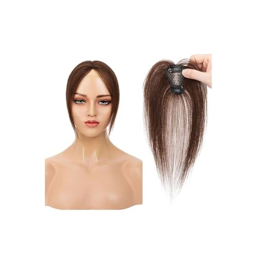 Clip-in-Pony mit Mittelscheitel, Echthaar-Topper, 360°-3D-Abdeckung, Haarteile for Frauen, französischer Pony for den täglichen Gebrauch Fügt Haarvolumen hinzu(Darkest brown) von YUHANXINHESHE