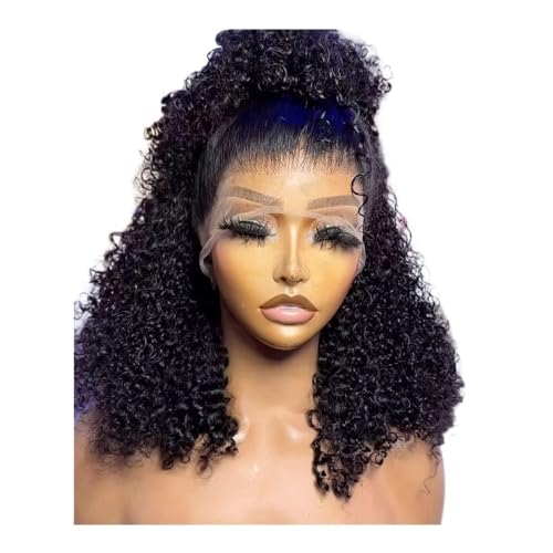 Deep Wave Bob Perücke Echthaar 13x4 HD Lace Front Vorgezupft Wear and Go Glueless Kurze Lockige Perücken for schwarze Frauen Fügt Haarvolumen hinzu(16inch) von YUHANXINHESHE